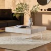 34.65" Square Faux Travertine Coffee Table, MDF Top with Acrylic Legs, Modern Living Room & Office Table, Easy Assembly - 4 of 4