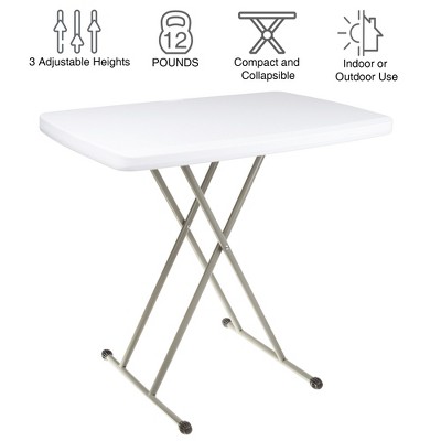 White Adjustable Folding Utility Table with Steel Frame