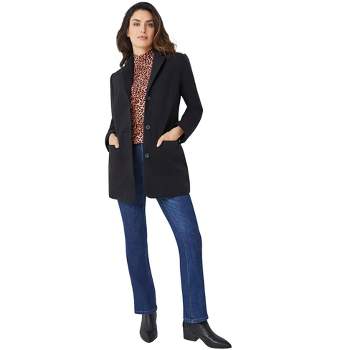 Ellos Women's Plus Size Long Wool Blend Blazer Work & Casual Jacket