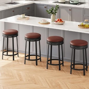 Swivel Bar Stools, 24" Counter Height Bar Stools with Footrest - 1 of 4