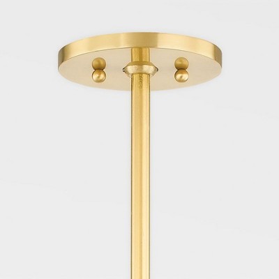 Aged Brass and White Glass Pendant Light