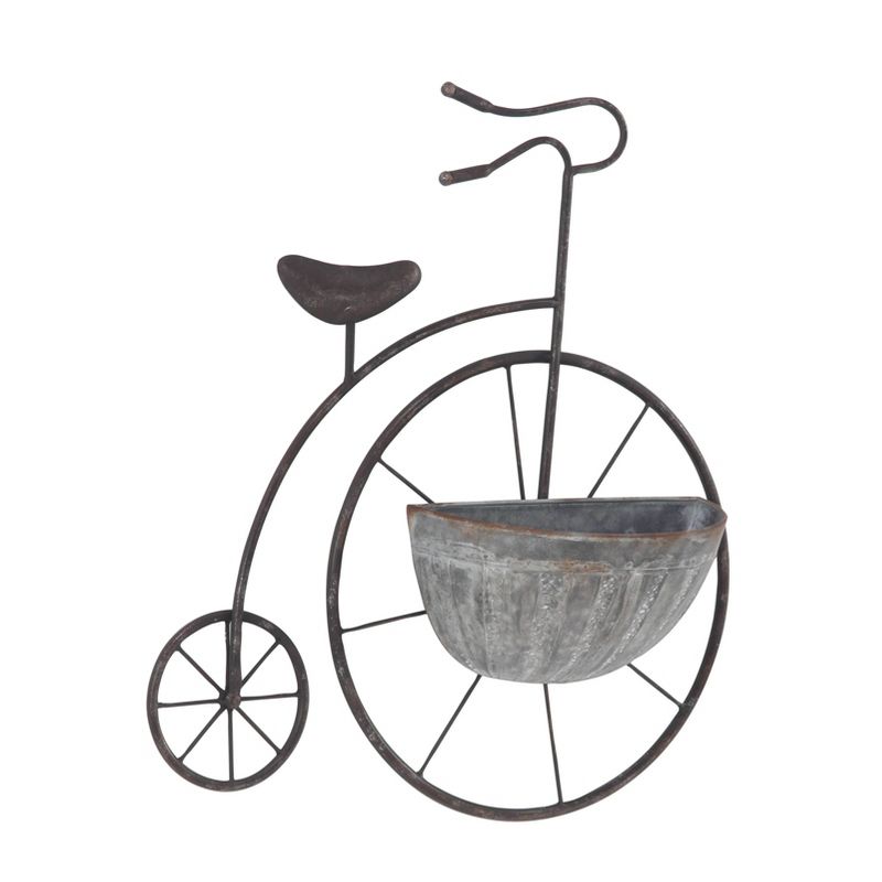 Olivia &#38; May 6&#34; Wide Industrial Iron Bicycle Indoor Outdoor Planter Pot Gray, 3 of 5