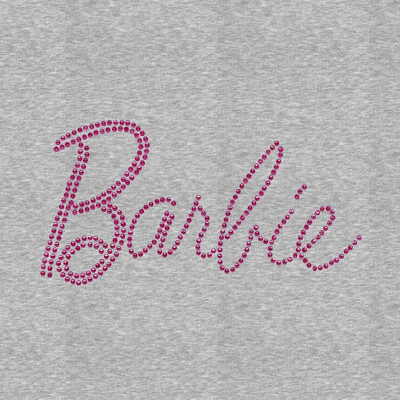 Girls&#39; Barbie Rhinestone Short Sleeve Graphic T-Shirt - Heather Gray, 3 of 4