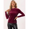 INSPIRE CHIC Women's Mock Neck Long Sleeve Ribbed Knit Solid Blouse - 3 of 4