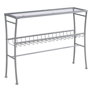 Monarch Specialties Accent Table Console Entryway Narrow Sofa Living Room Bedroom Clear Tempered Glass Silver Metal Contemporary Modern - 1 of 4