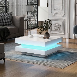NicBex Minimalist Square Coffee Table with LED Strip Lights,Center Table for Living Room,Modern Industrial Design Cocktail Table - 1 of 4