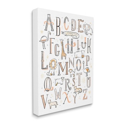 Stupell Industries Nursery Animal Alphabet Chart Soft Orange White