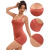 Allegra K Women's Square Neck Tummy Control Bodycon Rompers Sleeveless Shorts Body Shapers - 3 of 4