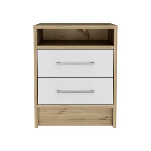 GlasFlength Nightstands Modern Nightstand Bedroom Nightstand Elegant Bedside Table with 2 Drawers for Living Room, White, 14.7"*15.7"*19.9" - 1 of 4