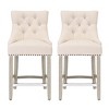 WestinTrends 24" Linen Tufted Buttons Upholstered Wingback Counter Stool (Set of 2) - 3 of 4