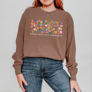 Simply Sage Market Grow Positive Thoughts Floral Garment Dyed Long Sleeve - 1 of 4