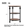 Round End Table with Storage Shelves, 3-Tier Round Farmhouse Side Table w/Mental Support Legs - 2 of 4