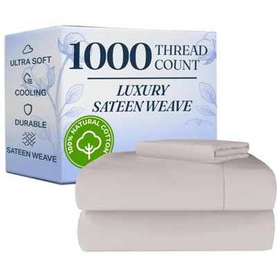 Luxury 1000 Thread Count 4 Piece Sheet Set - Soft & Premium 100% Cotton Sateen - CGK Linens