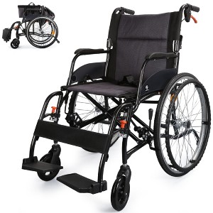 WHLICKS Wheelchairs for Adults,Premium Comfortable Transport Wheelchair Lightweight Foldable, with Swing-Away footrests and Anti Tipper - 1 of 4