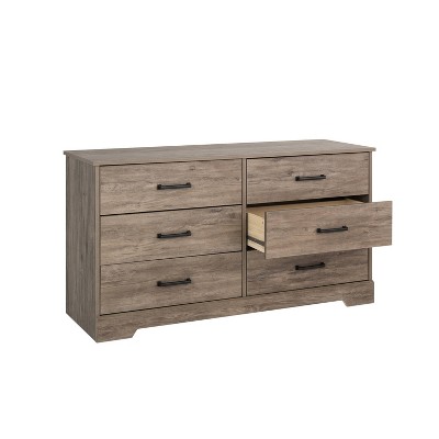Rustic Brown Farmhouse Double Dresser with Soft Close Drawers