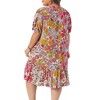 Women's Plus Size Floral Print Boho V Neck Short Sleeve Flowy Beach Vacation Midi Sundress with Pocket- Agnes Orinda - 4 of 4