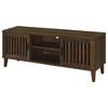 60" Melamine Engineered Wood TV Stand with 2 Slatted Doors, Rustic Charm and Additional Shelving for Living Room - 3 of 4
