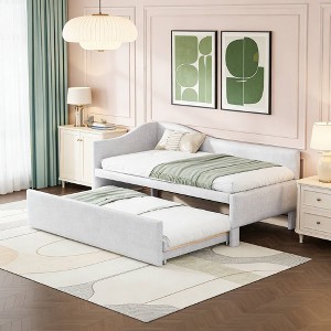 Luxystar Twin Size L-Shaped Upholstered Daybed with Pop Up Trundle for Living Room - 1 of 4