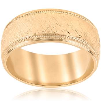 Pompeii3 10k Yellow Gold Men's Comfort-Fit Wedding 8MM Band With Etched Finish