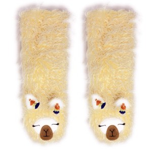 Oooh Yeah! Womens Slipper Socks (Llama Llama White) - 1 of 4