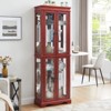 FONTOI Wine Rack, Glass Curio Display Cabinet, Glass Storage Cabinet with Wood Frame for Toy Display in Living Room, Kitchen, Pantry, Cherry, - 4 of 4