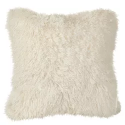 18"x18" Classic Down-Filled with Faux Fur Design Square Throw Pillow Ivory - Saro Lifestyle