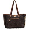 Western Canvas Tote Bag with Upcycled Leather, Handcrafted Weekender Bag for Women, Durable and Stylish - 3 of 4