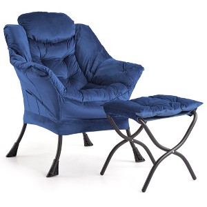 Lazy Chair with Ottoman, Modern Lounge Accent Chair,Leisure Sofa Armchair,Reading Armchair with Side Pocket for Living Room, Bedroom, Dorm & Office - 1 of 4