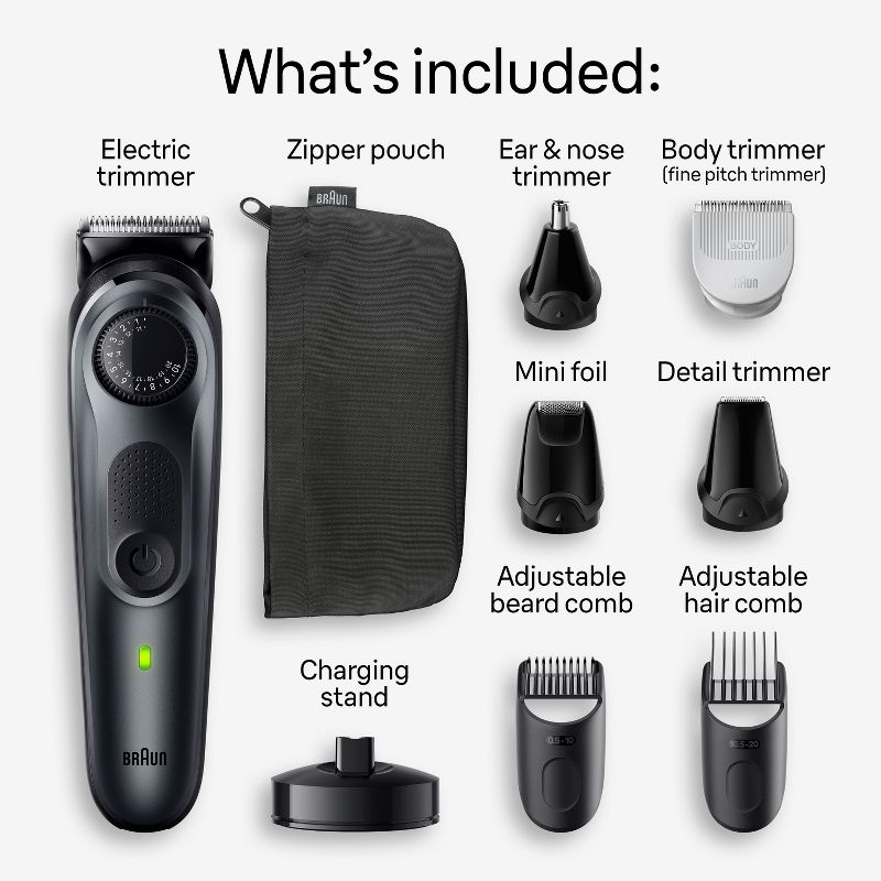 BRAUN ALL-IN-ONE STYLE KIT SERIES 5 AIO5490 RECHARGEABLE 9-IN-1 BODY, BEARD &#38; HAIR TRIMMER, 3 of 10