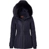 Sportoli Womens Winter Coat Faux Fur Trim Hooded Down Alternative Puffer Jacket - 4 of 4