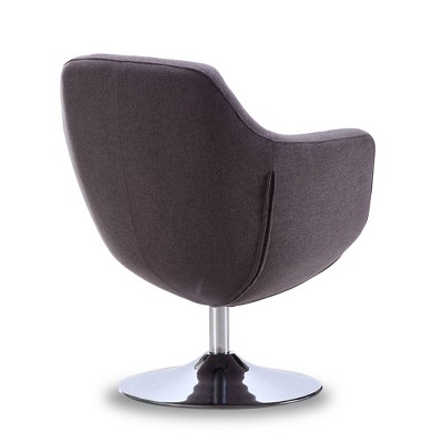 Elegant Gray Faux Leather Barrel Swivel Accent Chair