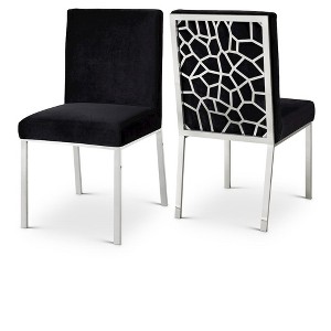 Meridian Furniture,Opal Black Velvet Dining Chair, Set of 2 - 1 of 4