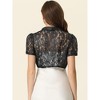 Allegra K Women's Floral Lace Lapel Collar Short Sleeves Elegant Bolero Shrug - 3 of 4