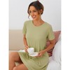 cheibear Women's Crew Neck Ribbed Knit Modal Short Sleeve Nightgowns - 3 of 4