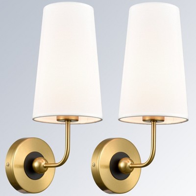Claxy Modern Gold Wall Sconces Set of 2 Living Room Lamps