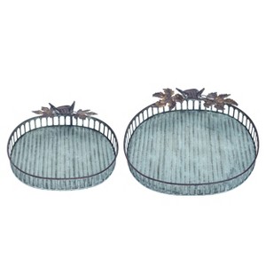 Transpac Metal 14.5 in. Silver Harvest Nested Pumpkin Tray Set of 2 - 1 of 2