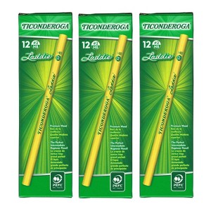 Ticonderoga Laddie Wood-Cased Pencils, #2 HB Soft, Yellow, 12 Per Pack, 3 Packs - 1 of 1