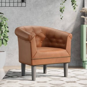 VidaXL Tub Chair Brown Faux Leather - 1 of 4