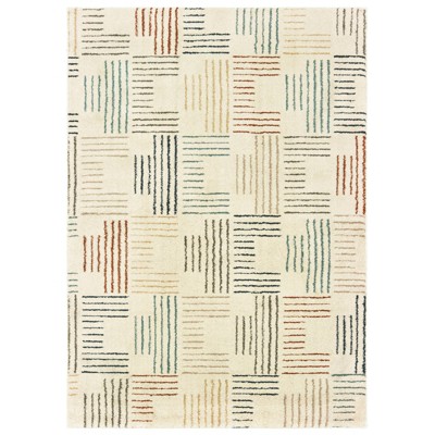 Camryn Striped Blocks Geometric Rug Ivory - Captiv8e Designs