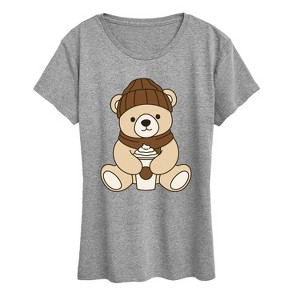 Women's - Instant Message - Coffee Bear Short Sleeve Graphic T-Shirt - 1 of 4