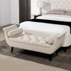 Kumasinova 64.5" Wide Ottoman Bench with Flared Armrests & Espresso Wood Legs, Medium Firm Seat, Versatile Bed Bench with 2 Bolster Pillows - 2 of 4