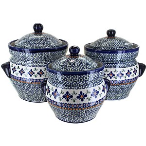 Blue Rose Polish Pottery 1120 Zaklady Large Canister Set - 1 of 1