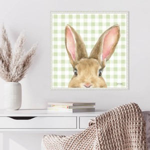 Amanti Art 22"x22" Garden Bunnies VII Green by Leslie Trimbach Framed Canvas Wall Art Print - 1 of 4