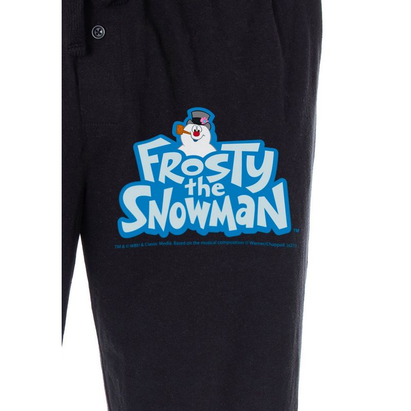 Frosty the Snowman Men's Christmas Holiday Cartoon Loungewear Pajama Pants Black, 3 of 4