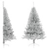 vidaXL Artificial Half Christmas Tree White PVC, Steel 59.1 in high - Silver 6 x 4 ft - 2 of 4