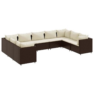 vidaXL Patio Lounge Set Brown PE Rattan 9 Piece Set - 1 of 4
