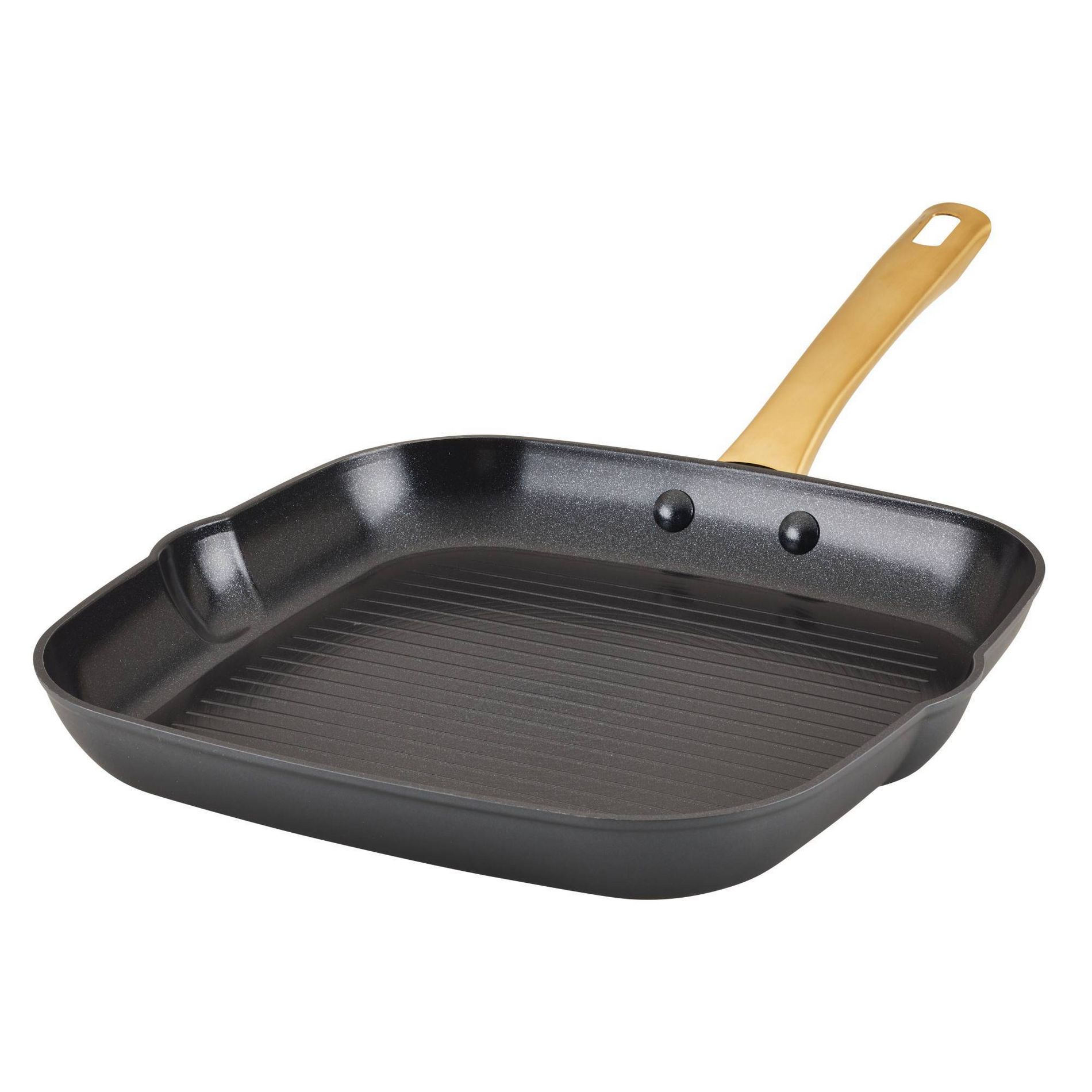 Farberware Forged Induction 11" Ceramic Nonstick Square Grill Pan: Dishwasher-Safe, Stainless Steel Handle, PTFE & PFOA Free