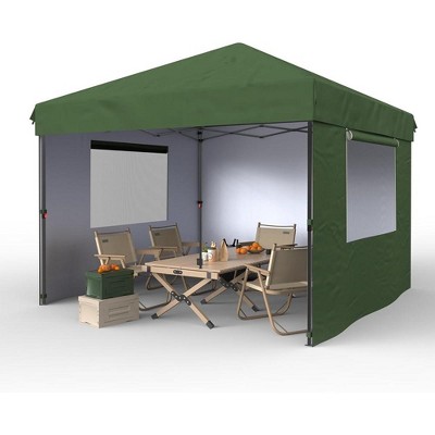 10'x10' Pop Up Canopy – Waterproof, UV-Resistant with Center Lock and 3 Sidewalls, perfect for picnics, camping, beach tents, and outdoor gatherings