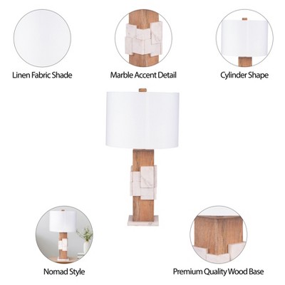White Marble 18" Table Lamp with White Shade