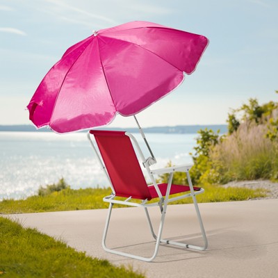 KTMBDW Folding Beach Chair with Umbrella for Adults, Lightweight Porable Camping Chair with 265lbs Capacity for Travel Picnic Concert & Outdoor